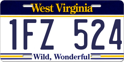 WV license plate 1FZ524
