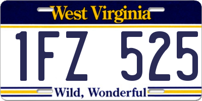 WV license plate 1FZ525