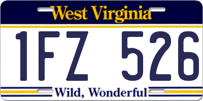 WV license plate 1FZ526