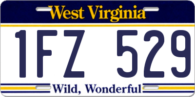 WV license plate 1FZ529