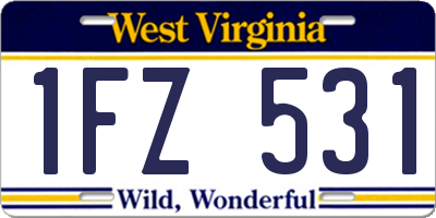 WV license plate 1FZ531