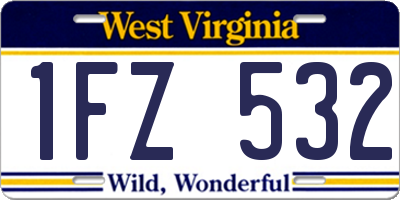 WV license plate 1FZ532