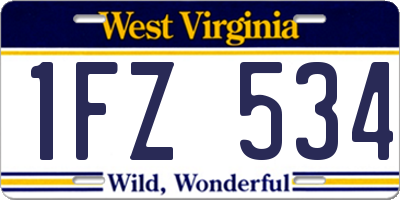 WV license plate 1FZ534