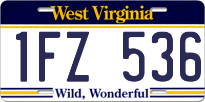 WV license plate 1FZ536