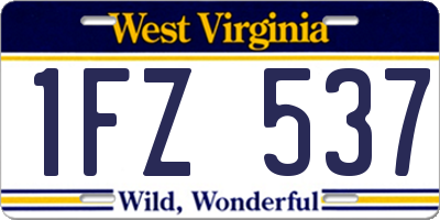 WV license plate 1FZ537