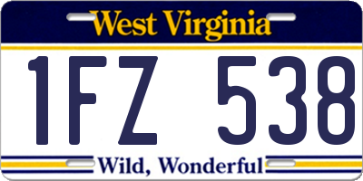 WV license plate 1FZ538
