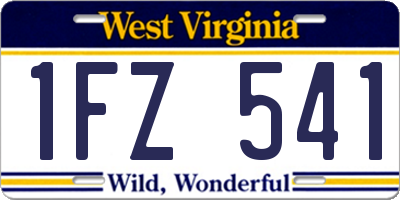 WV license plate 1FZ541