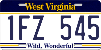 WV license plate 1FZ545