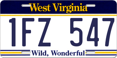 WV license plate 1FZ547