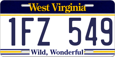WV license plate 1FZ549