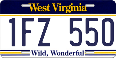 WV license plate 1FZ550