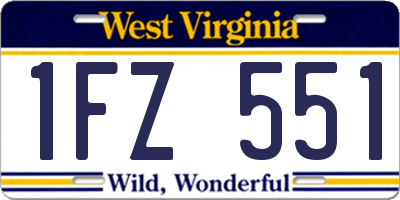 WV license plate 1FZ551