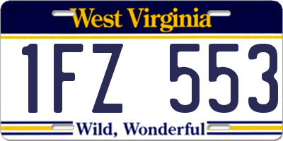 WV license plate 1FZ553