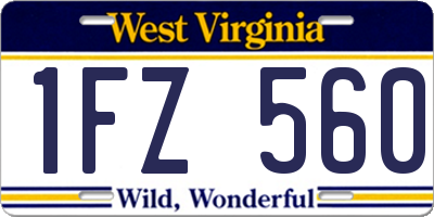 WV license plate 1FZ560