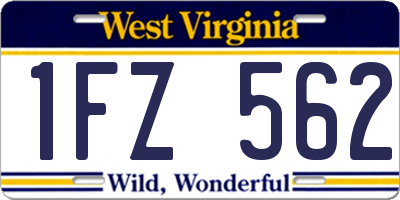 WV license plate 1FZ562
