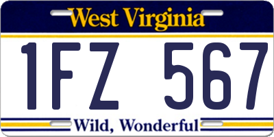 WV license plate 1FZ567