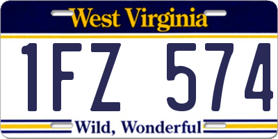 WV license plate 1FZ574
