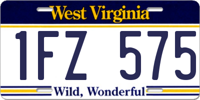 WV license plate 1FZ575