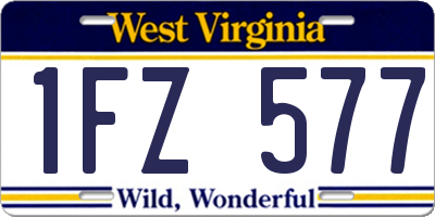 WV license plate 1FZ577