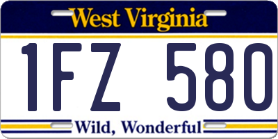 WV license plate 1FZ580