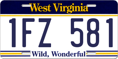 WV license plate 1FZ581