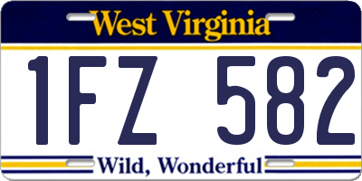 WV license plate 1FZ582