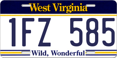 WV license plate 1FZ585