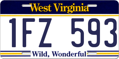 WV license plate 1FZ593
