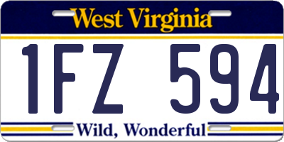 WV license plate 1FZ594