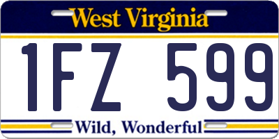WV license plate 1FZ599