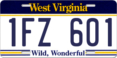 WV license plate 1FZ601
