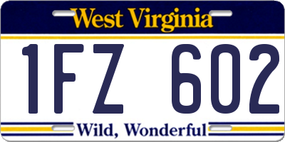 WV license plate 1FZ602