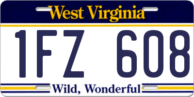 WV license plate 1FZ608