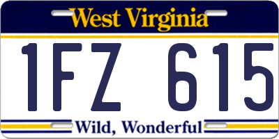 WV license plate 1FZ615