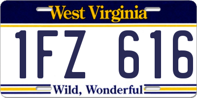 WV license plate 1FZ616