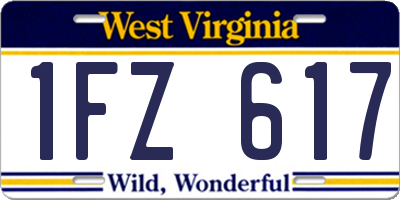 WV license plate 1FZ617