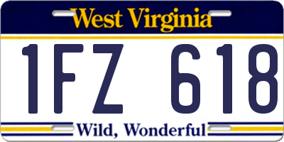 WV license plate 1FZ618