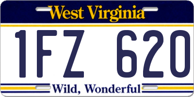WV license plate 1FZ620