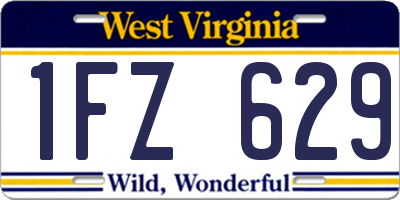 WV license plate 1FZ629