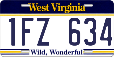 WV license plate 1FZ634