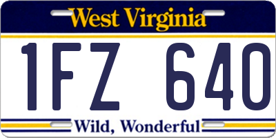 WV license plate 1FZ640
