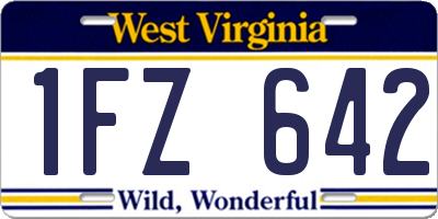 WV license plate 1FZ642