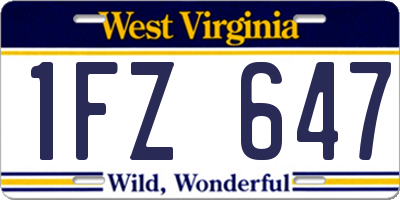 WV license plate 1FZ647