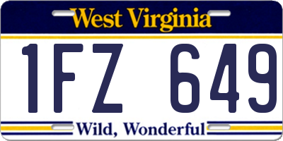 WV license plate 1FZ649