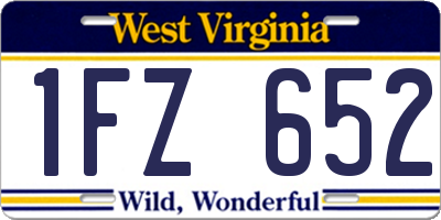 WV license plate 1FZ652