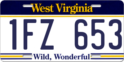 WV license plate 1FZ653
