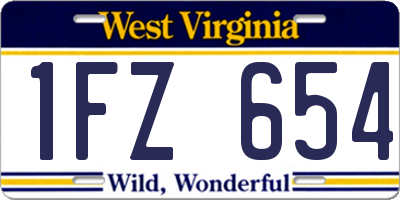 WV license plate 1FZ654
