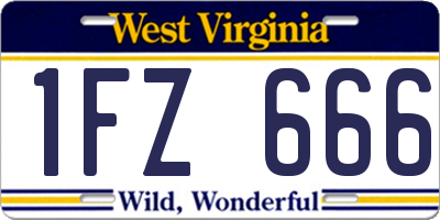 WV license plate 1FZ666