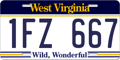 WV license plate 1FZ667