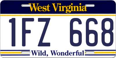 WV license plate 1FZ668